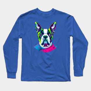 Boston Terrier Dog Boston Bull Artwork Long Sleeve T-Shirt